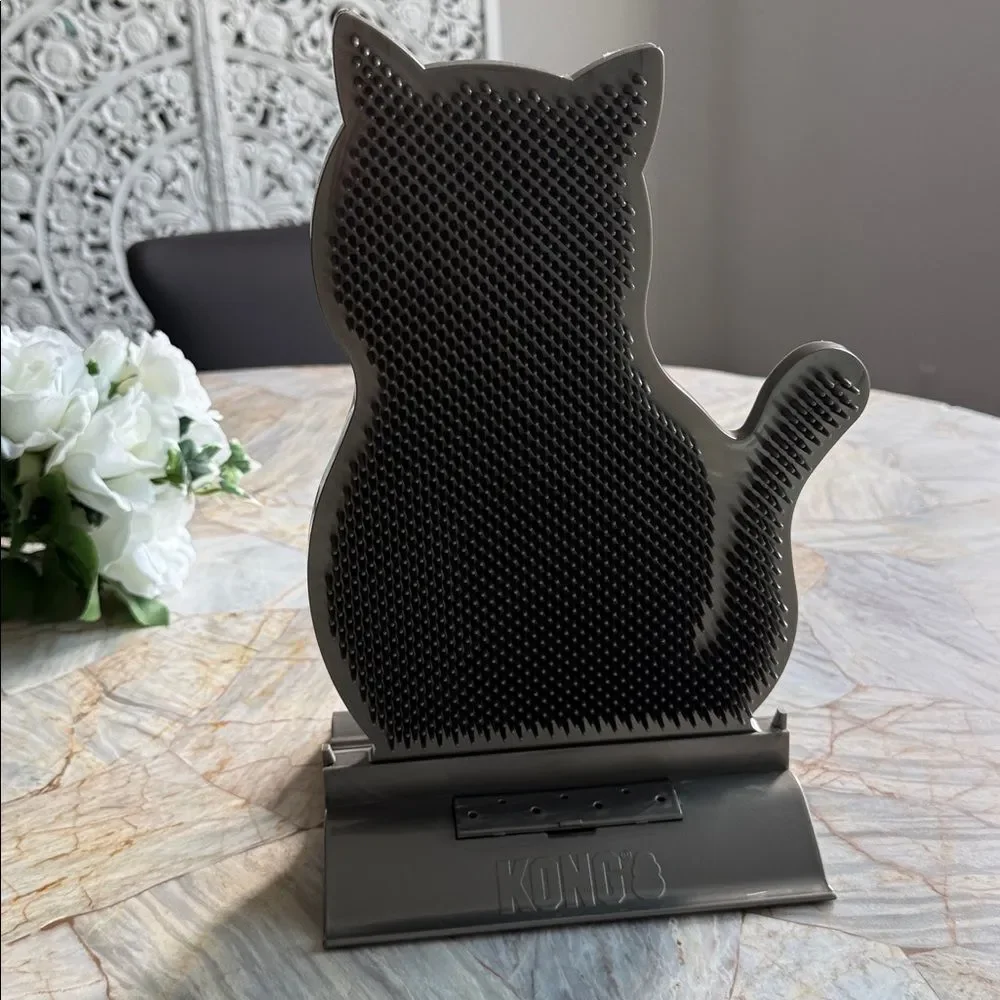 KONG Connects Kitty Comber Cat Self Groomer Wall Mountable Silver Grey